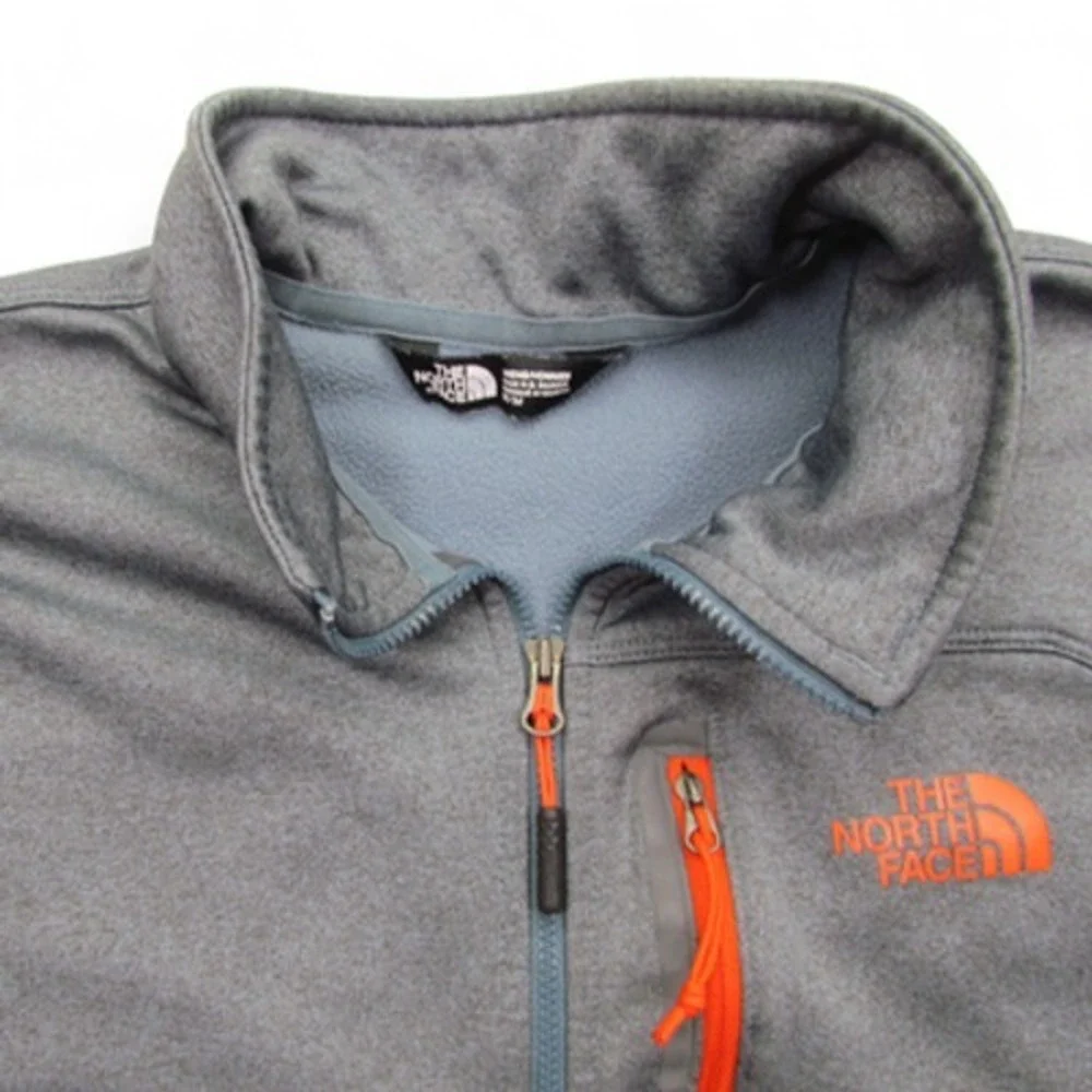 North Face Pullover Mens Large Half Zip Fleece Jacket Outdoor‎ Tech Orange Trim